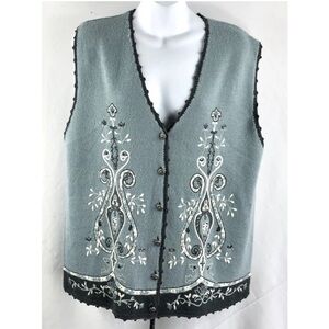 Vintage Koret Blue Embroidered Vest